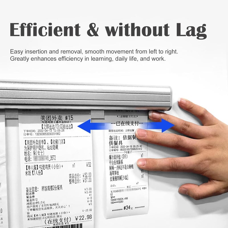 origreen حامل تذاكر من قطعتين لحامل إيصالات للمطاعم، بدون حفر لحامل تذاكر الطلبات، للجدران، المنزل، المطبخ، المكتب، المقاهي، الحانات (12 بوصة، فضي، 2 قطعة) - Image 5